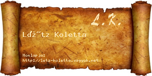 Létz Koletta névjegykártya